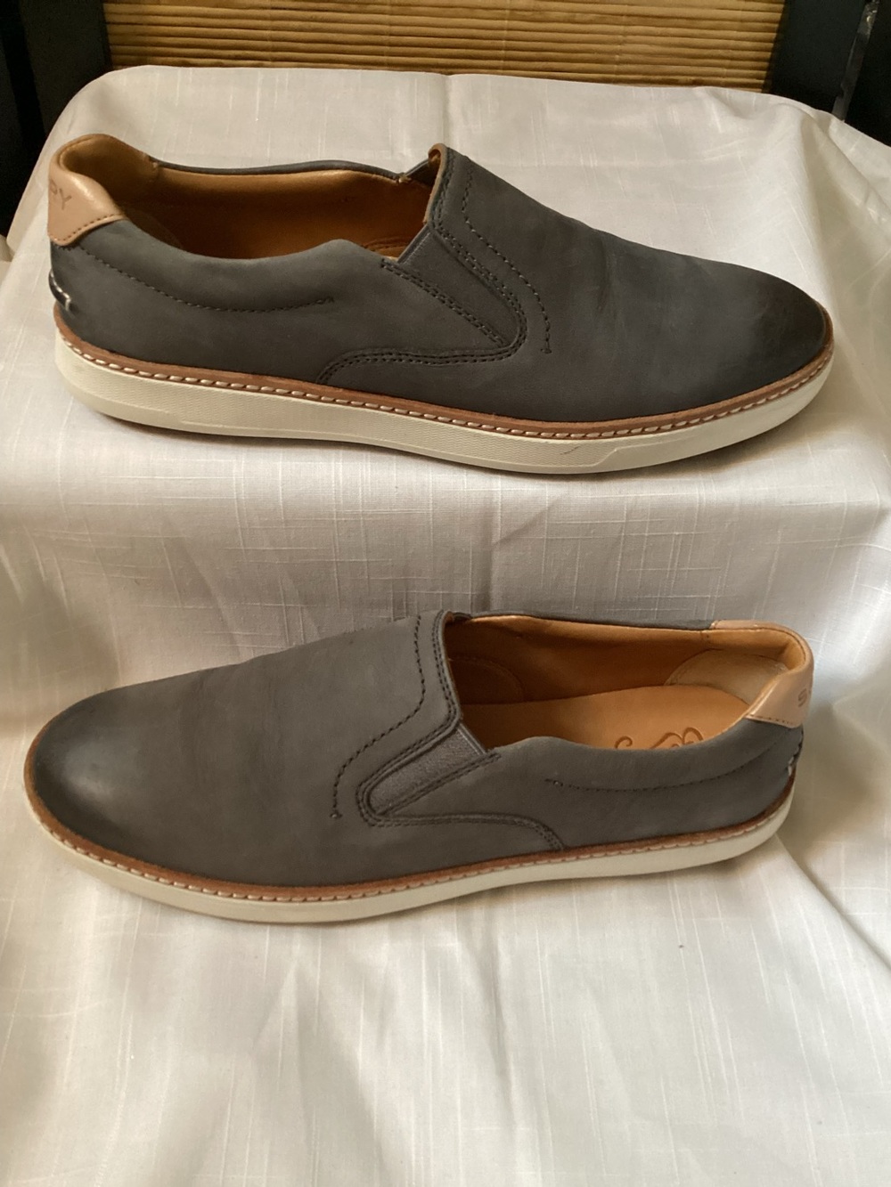 NWOT SPERRY Women’s Gold Cup Rey Slip-on Sneaker Sz 8.5 grey leather shoe loafer